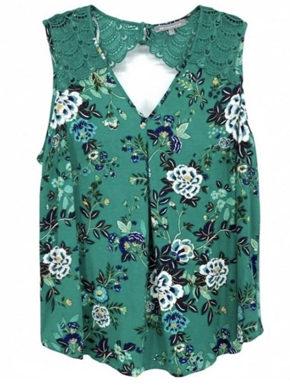 Daniel Rainn Green Floral Lace Tunic Tank Top Plus Size 3X